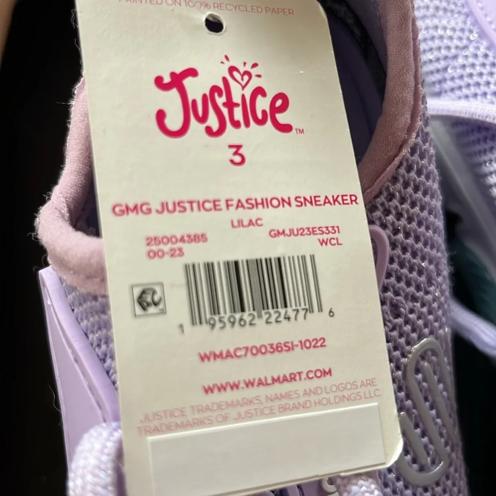 JUSTICE SPORT  FASHION SNEAKER SIZE 3